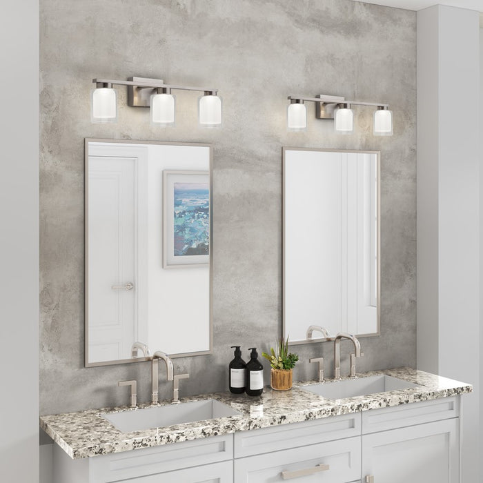 Artcraft Saville 3 Light Bathroom Vanity, Brushed Nickel/Clear