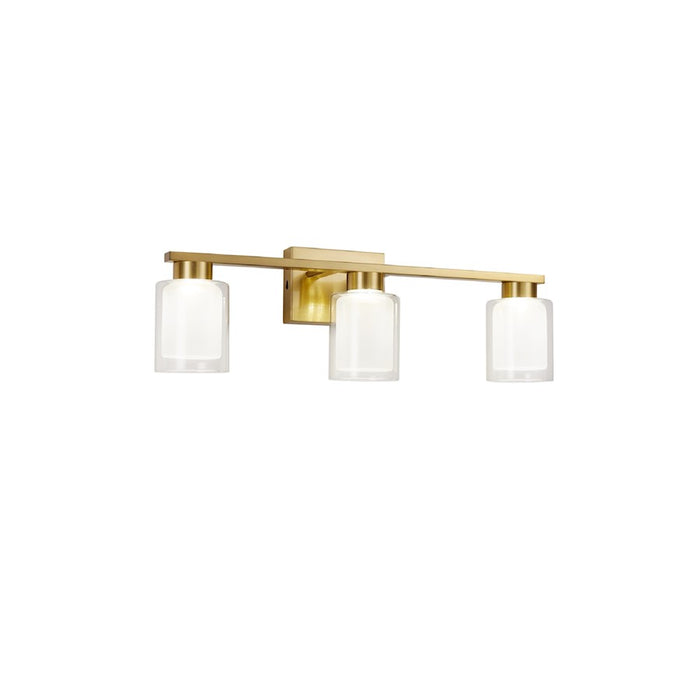 Artcraft Saville 3 Light Bathroom Vanity, Brass/Clear - AC7393BR