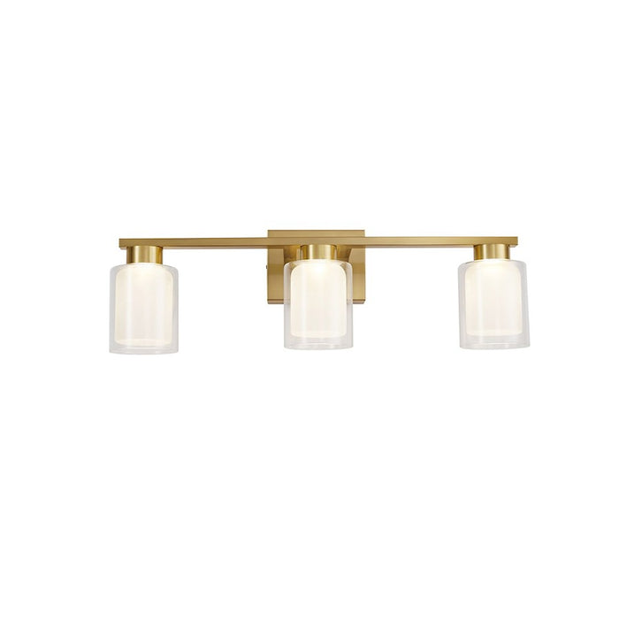 Artcraft Saville 3 Light Bathroom Vanity, Brass/Clear