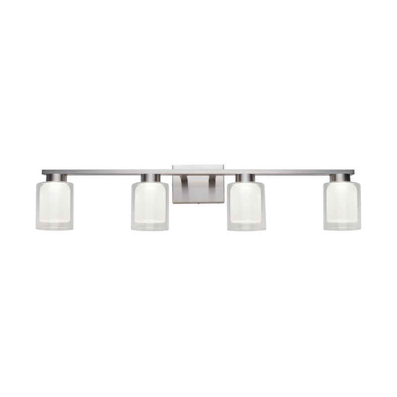 Artcraft Saville 4 Light Bathroom Vanity, Brushed Nickel/Clear