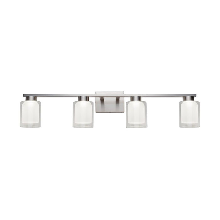 Artcraft Saville 4 Light Bathroom Vanity, Brushed Nickel/Clear - AC7394BN