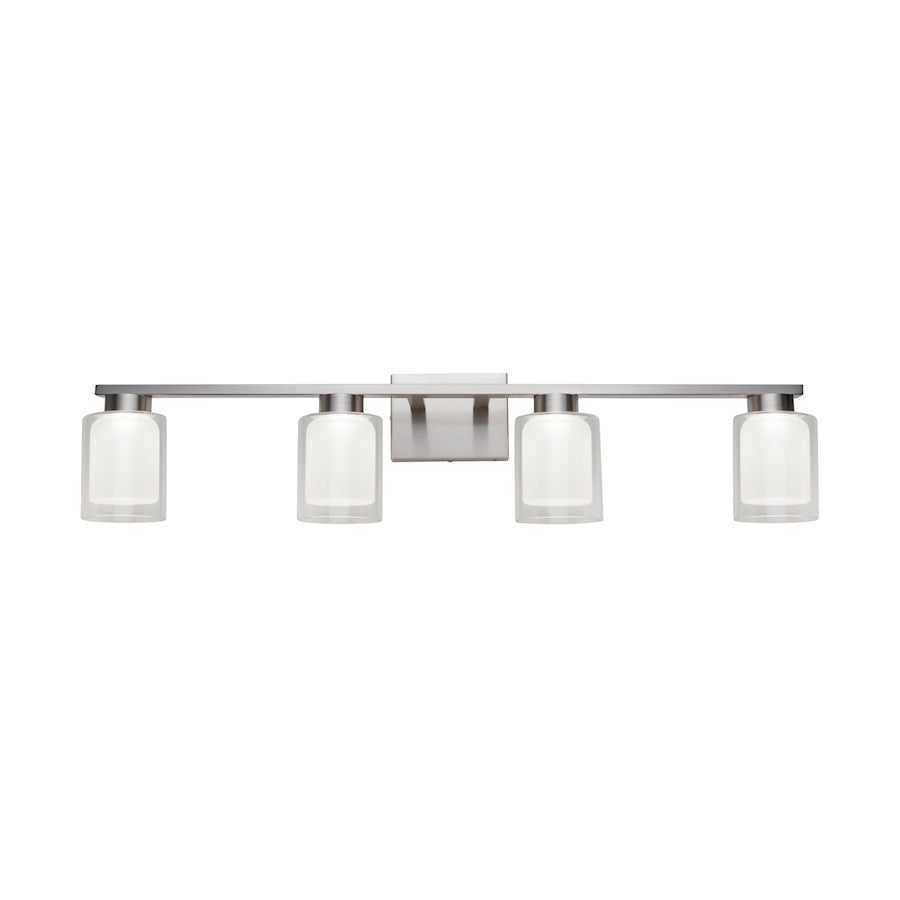 Artcraft Saville 4 Light Bathroom Vanity, Brushed Nickel/Clear - AC7394BN