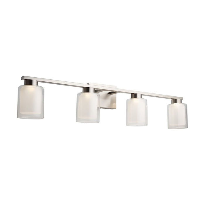 Artcraft Saville 4 Light Bathroom Vanity, Brushed Nickel/Clear