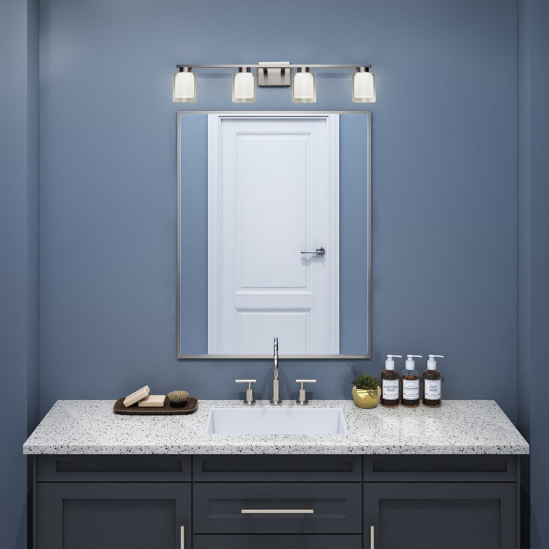 Artcraft Saville 4 Light Bathroom Vanity, Brushed Nickel/Clear