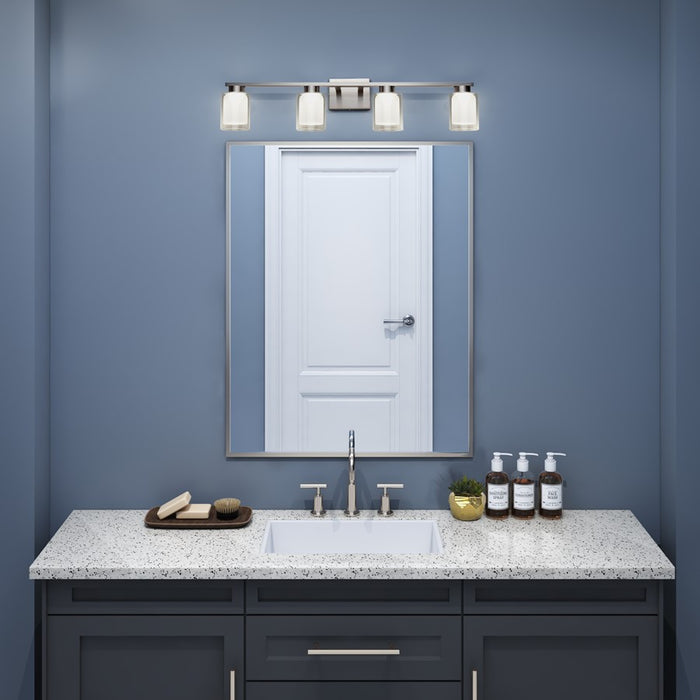 Artcraft Saville 4 Light Bathroom Vanity, Brushed Nickel/Clear