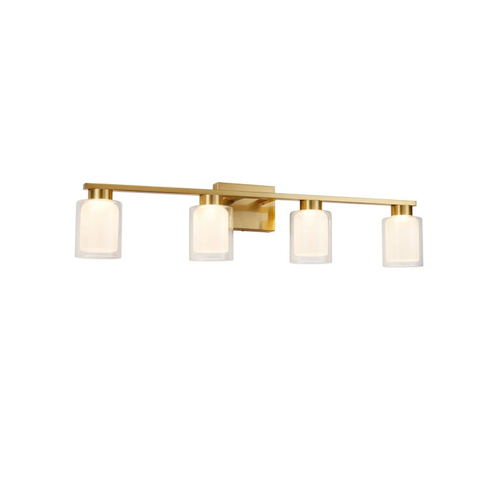 Artcraft Saville 4 Light Bathroom Vanity, Brass/Clear