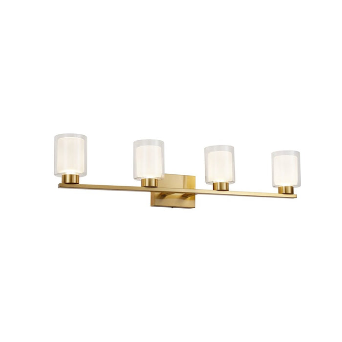 Artcraft Saville 4 Light Bathroom Vanity, Brass/Clear