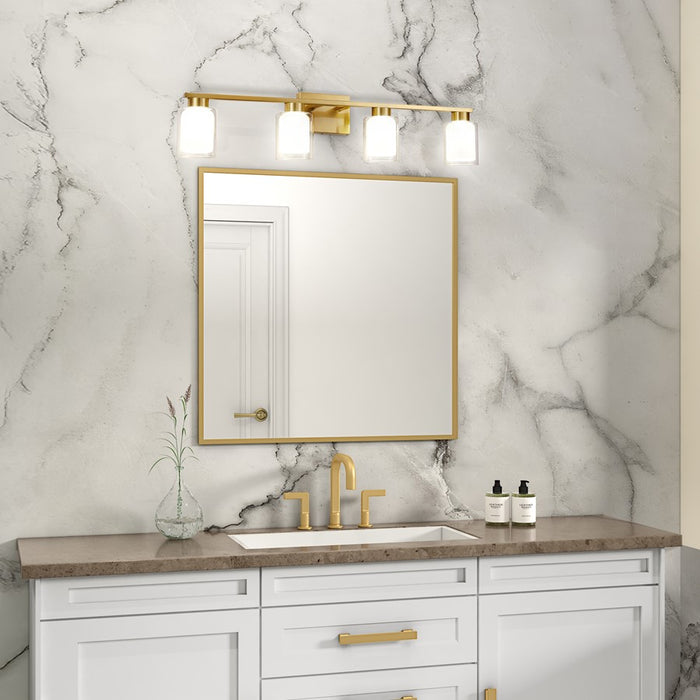 Artcraft Saville 4 Light Bathroom Vanity, Brass/Clear