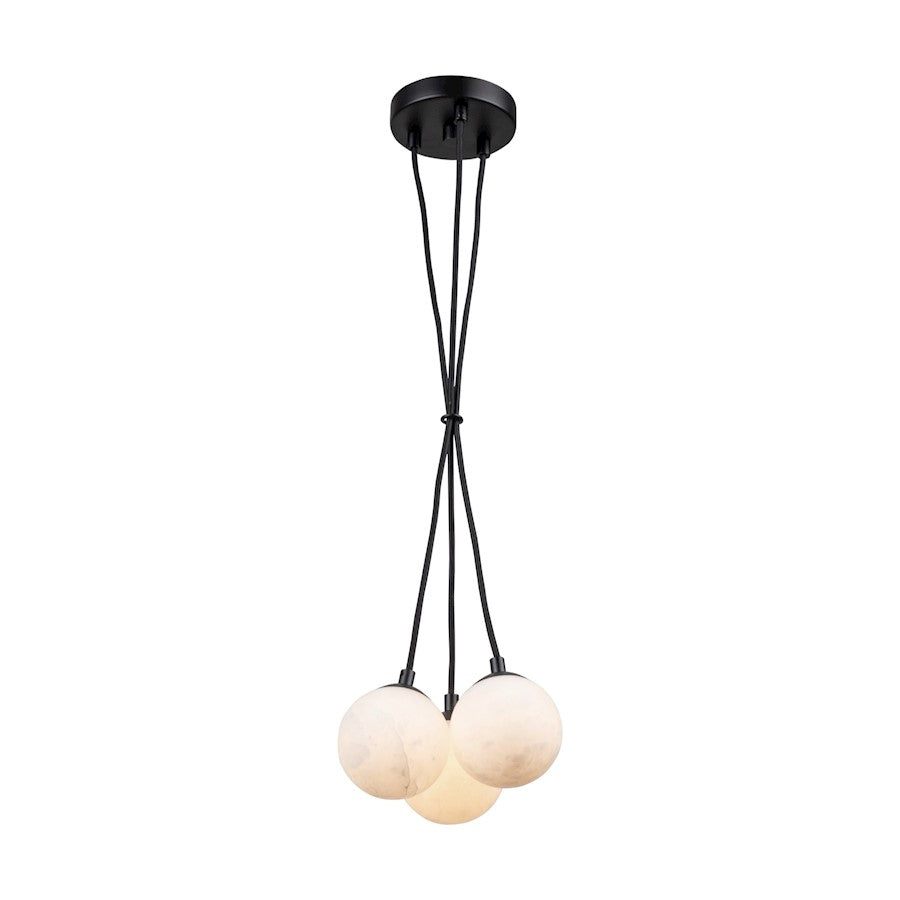 Artcraft Camila 3 Light Pendant, Black/Opal - AC7463BK