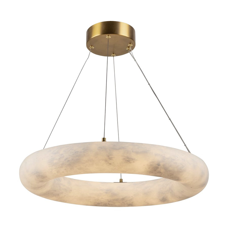 Artcraft Camila 1 Light 19" Chandelier, Brushed Brass/Opal
