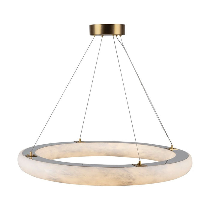 Artcraft Camila 1 Light 27" Chandelier, Brushed Brass/Opal