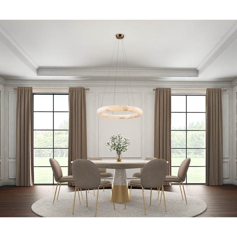 Artcraft Camila 1 Light 27" Chandelier, Brushed Brass/Opal