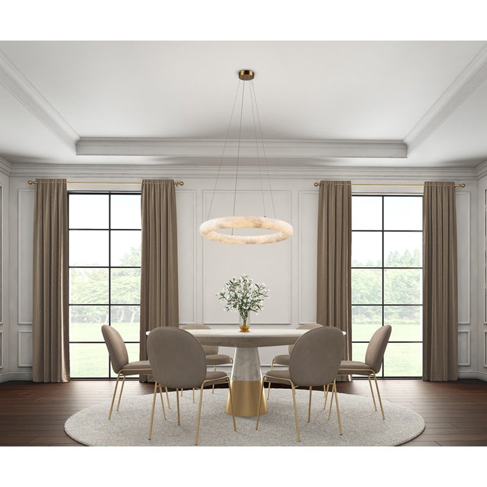 Artcraft Camila 1 Light 27" Chandelier, Brushed Brass/Opal