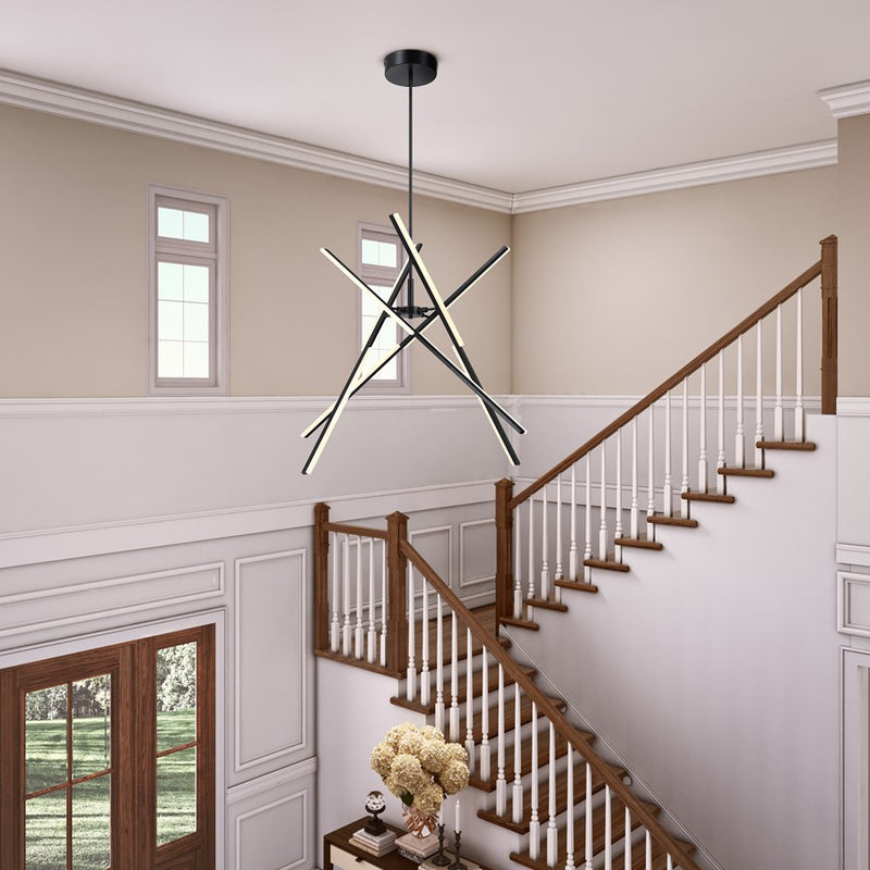 Artcraft Stix 4 Light Chandelier, Black
