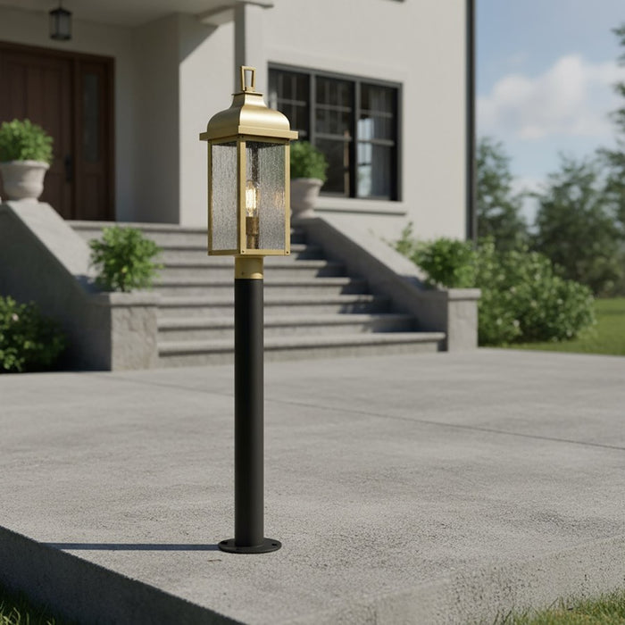 Artcraft Madrid 1 Light Outdoor Post Light, Weathered Brass