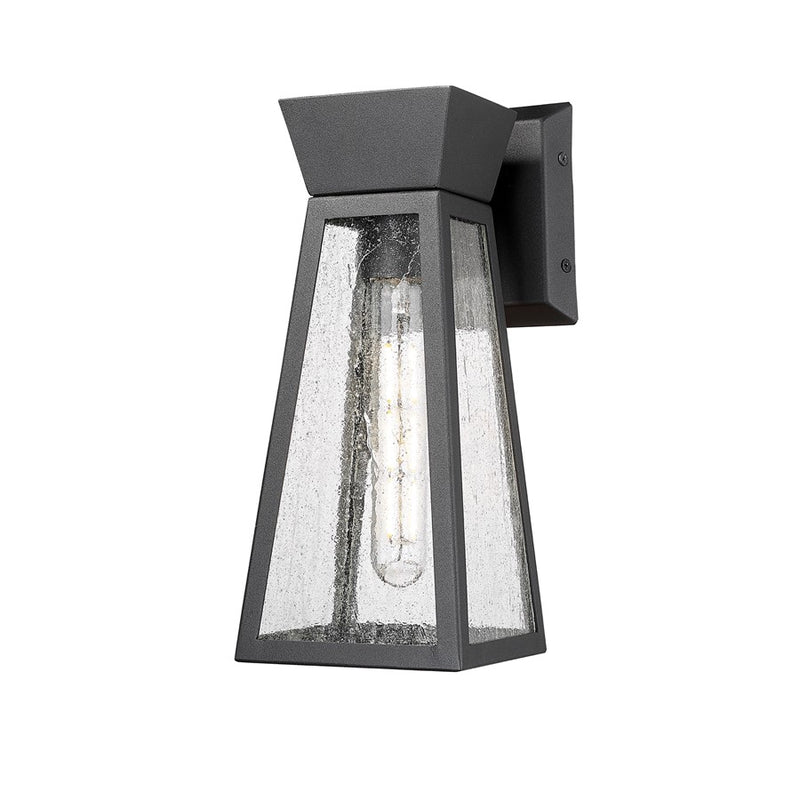 Artcraft Lucian 1 Light 12" Outdoor Wall Light, Black/Clear