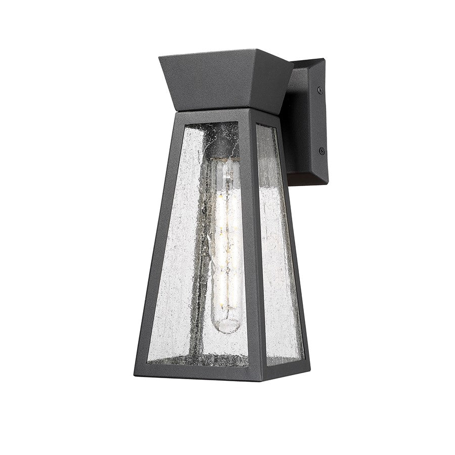 Artcraft Lucian 1 Light 12" Outdoor Wall Light, Black/Clear