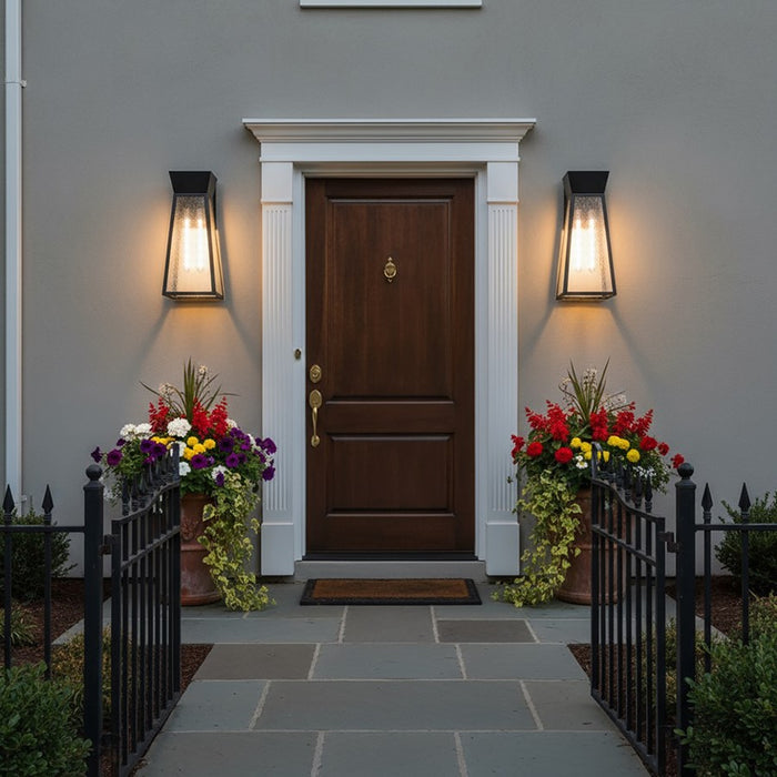 Artcraft Lucian 2 Light Outdoor Wall Light, Black/Clear