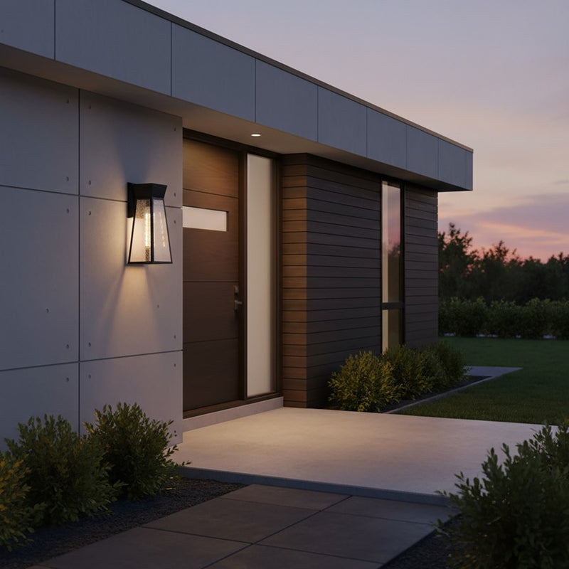 Artcraft Lucian 2 Light Outdoor Wall Light, Black/Clear