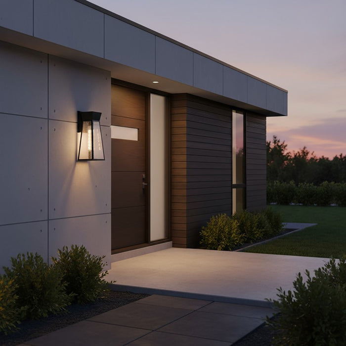 Artcraft Lucian 2 Light Outdoor Wall Light, Black/Clear