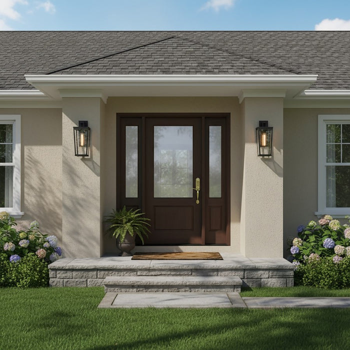 Artcraft Elmgrove 1 Light Outdoor Wall, Black/Clear