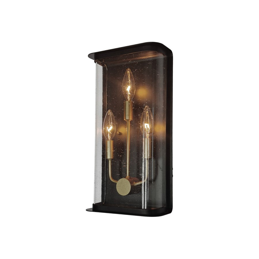 Artcraft Stonegate 3 Light Outdoor Wall Sconce, Black/Clear - AC8971BK
