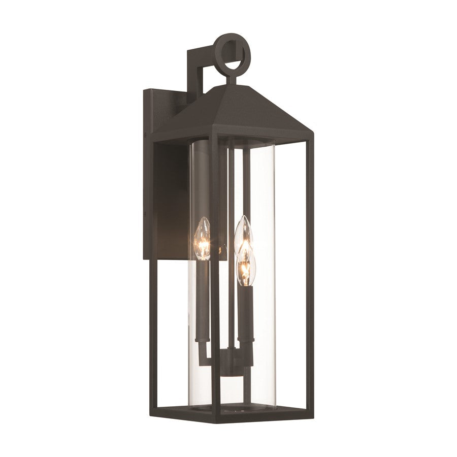 Artcraft Portside 3 Light Outdoor Wall Sconce, Black/Clear