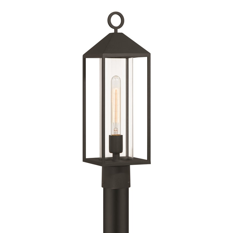 Artcraft Portside 1 Light Outdoor Post Light, Black/Clear