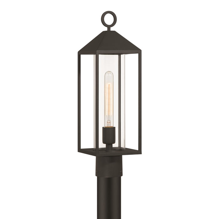 Artcraft Portside 1 Light Outdoor Post Light, Black/Clear