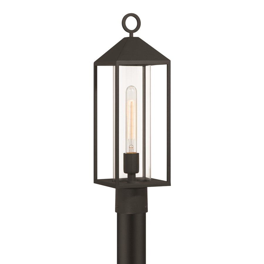 Artcraft Portside 1 Light Outdoor Post Light, Black/Clear