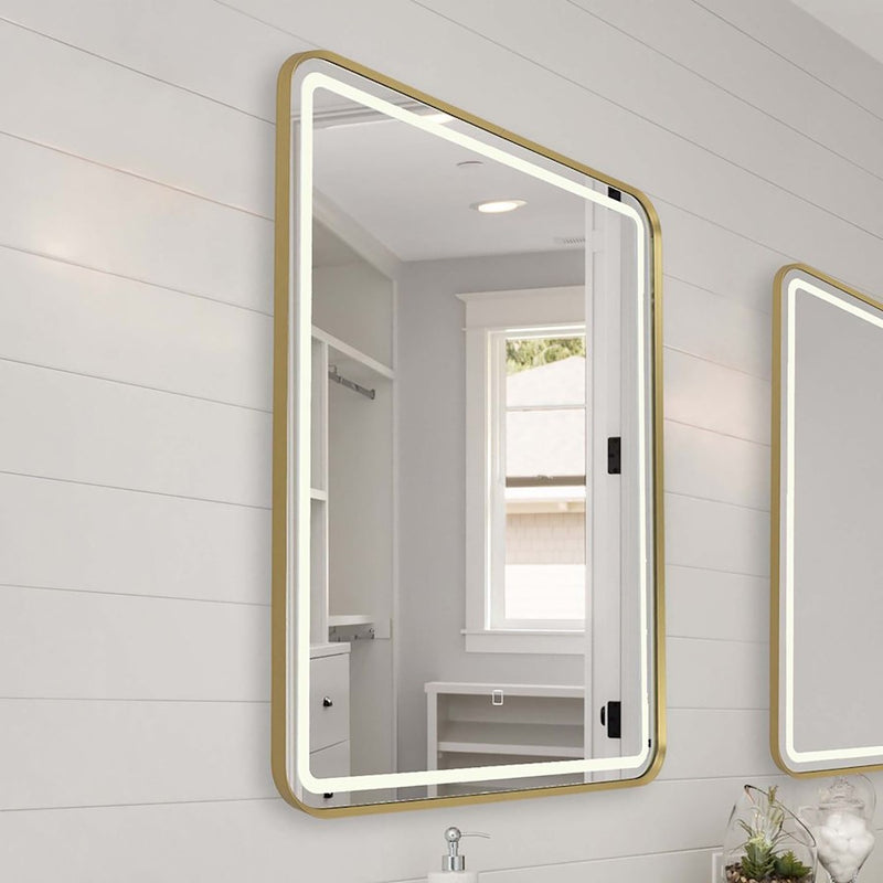 Artcraft Reflections Rectangular Mirror, Brushed Brass