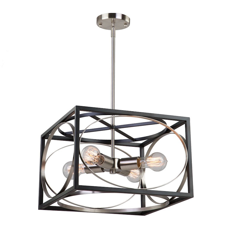 Artcraft Corona 4 Light 10" Chandelier, Black & Polished Nickel