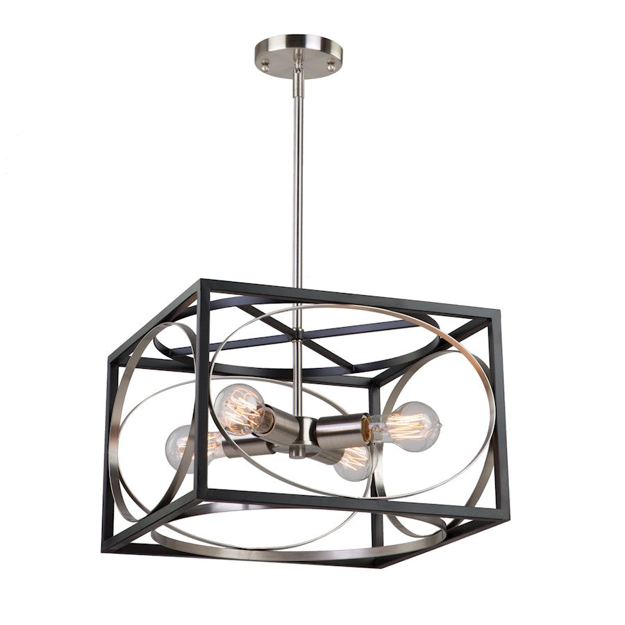 Artcraft Corona 4 Light 10" Chandelier, Black & Polished Nickel