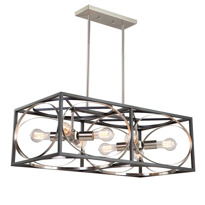 Artcraft Corona 8 Light 10" Island Light, Black & Polished Nickel