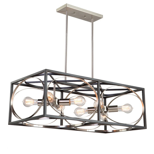 Artcraft Corona 8 Light 10" Island Light, Black & Polished Nickel