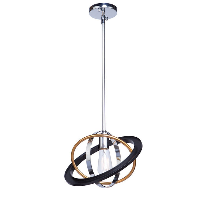 Artcraft Cosmic 1 Light 13" Pendant, Dark Bronze, Chrome, Satin Brass