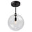 Artcraft Pinpoint 1 Light Semi-Flush Mount, Black/Clear