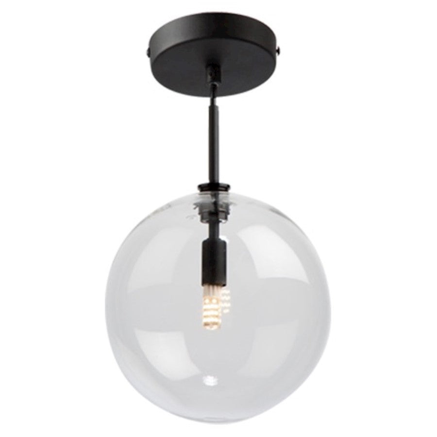 Artcraft Pinpoint 1 Light Semi-Flush Mount, Black/Clear
