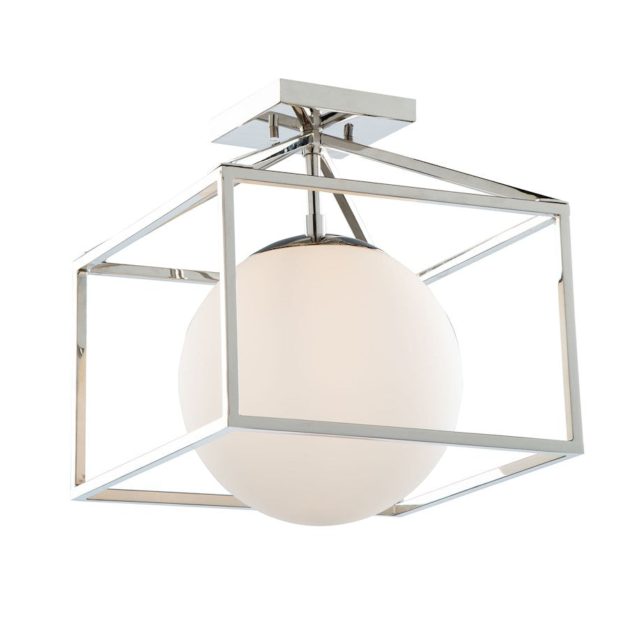 Artcraft Eclispse 1 Light Semi Flush Mount, Polished Nickel