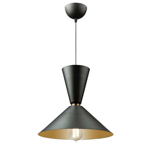 Artcraft Tempo 1 Light Pendant, Matte Black/Brass/Gold