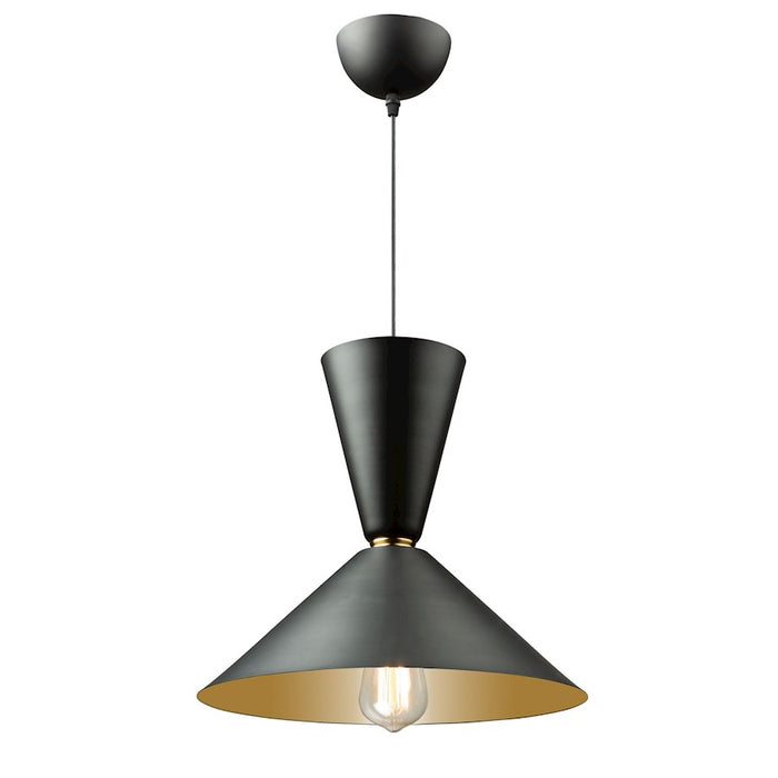 Artcraft Tempo 1 Light Pendant, Matte Black/Brass/Gold