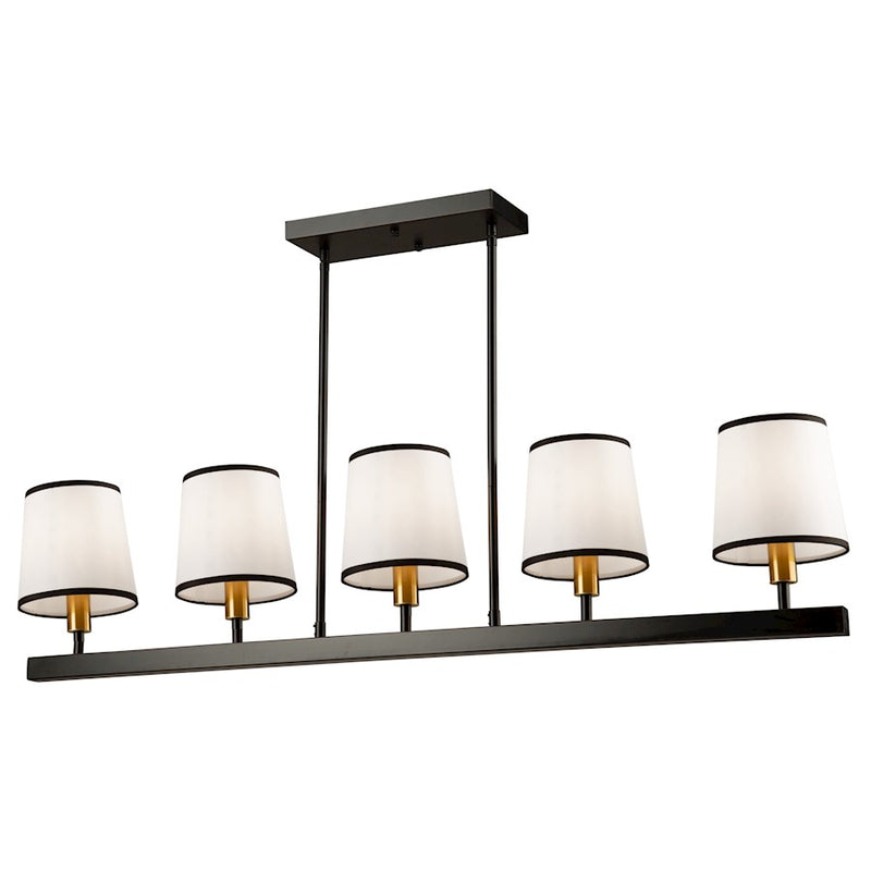 Artcraft Coco 5 Light Island Light, Black/Gold/White