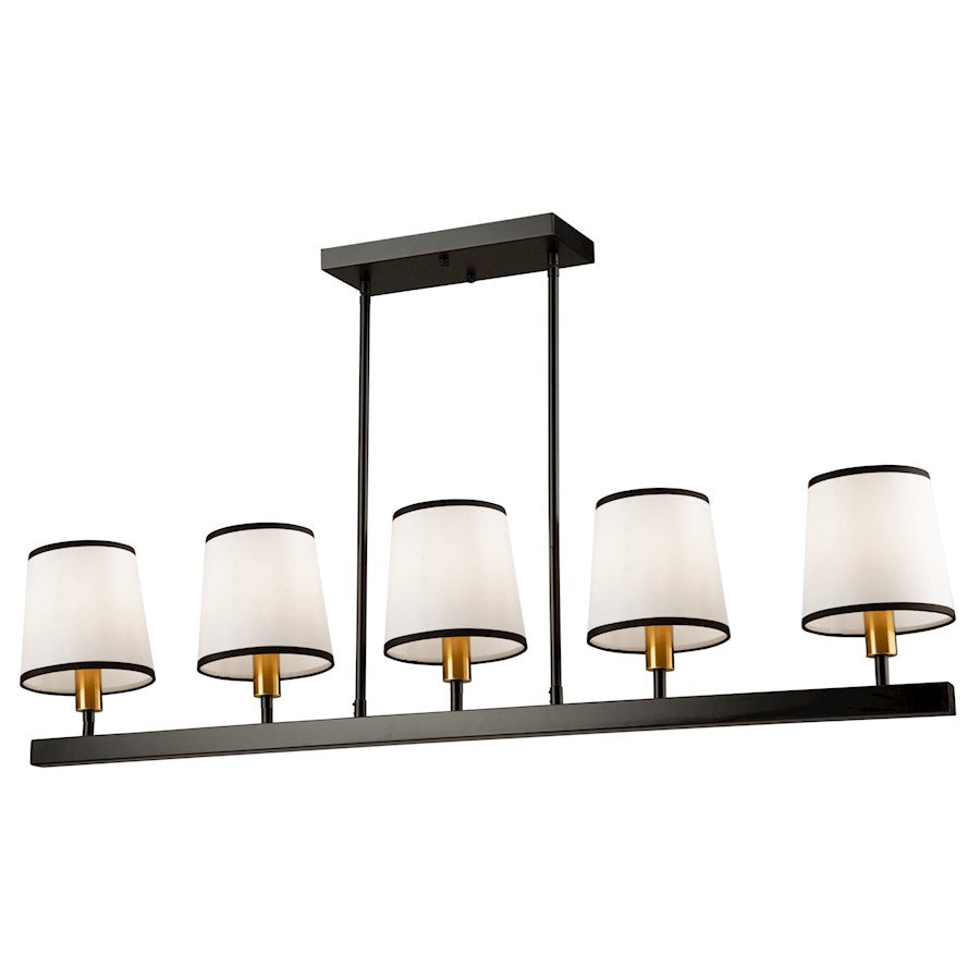 Artcraft Coco 5 Light Island Light, Black/Gold/White