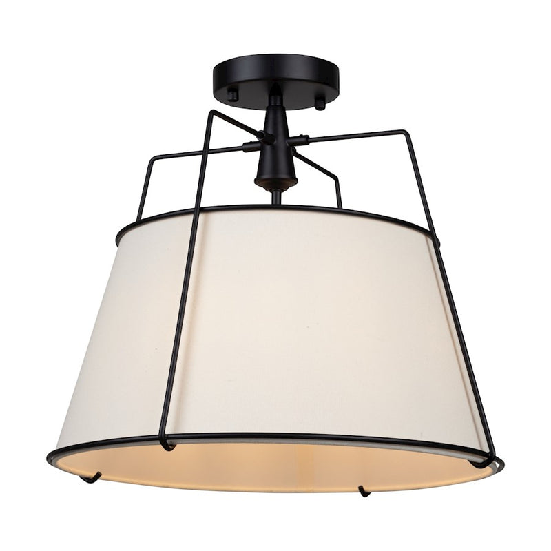 Artcraft Pullman 3 Light Semi-Flush Mount, Black/Cream