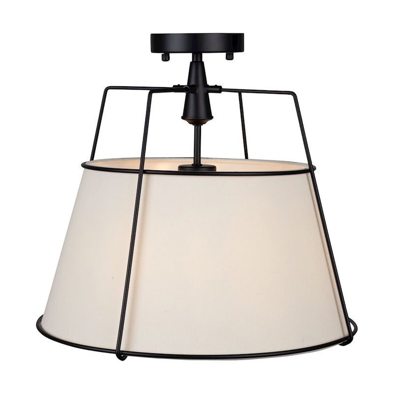 Artcraft Pullman 3 Light Semi-Flush Mount, Black/Cream