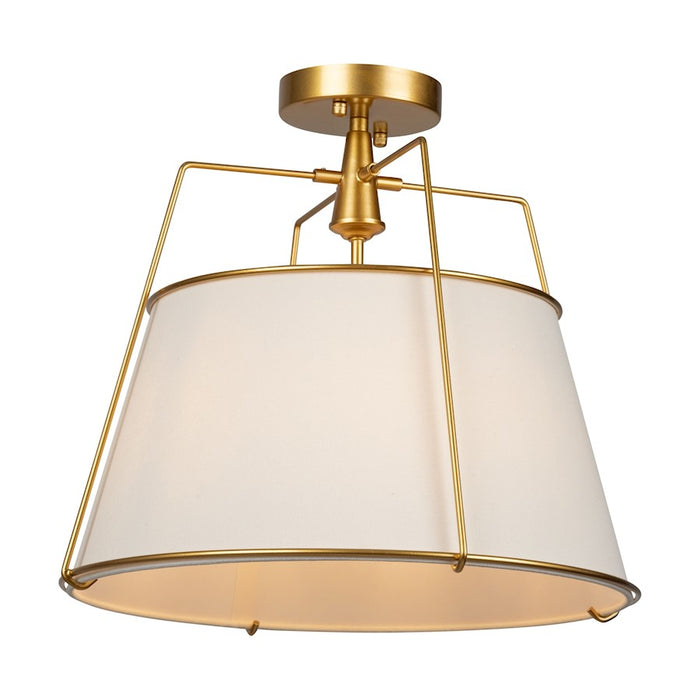 Artcraft Pullman 3 Light Semi-Flush Mount, Brass/Cream - SC13362BR