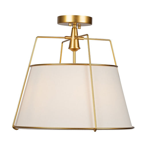 Artcraft Pullman 3 Light Semi-Flush Mount, Brass/Cream