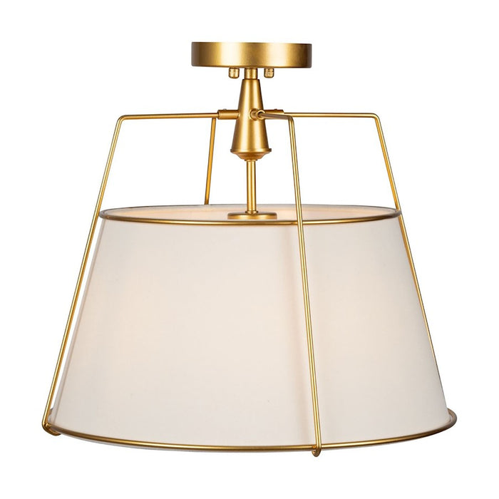 Artcraft Pullman 3 Light Semi-Flush Mount, Brass/Cream