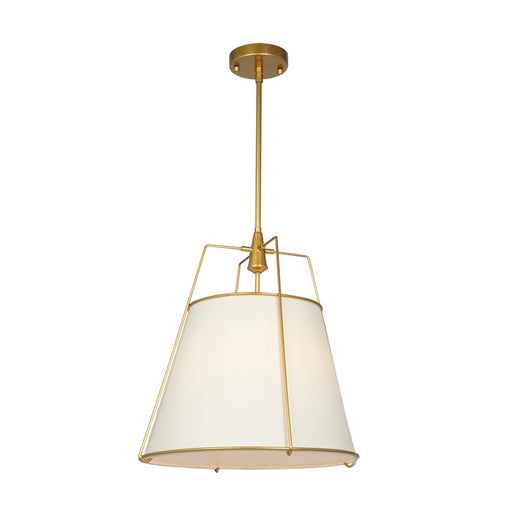 Artcraft Pullman 3 Light Pendant, Brass/Cream
