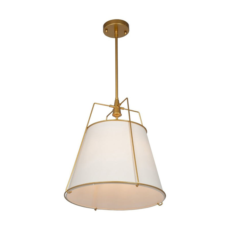 Artcraft Pullman 3 Light Pendant, Brass/Cream